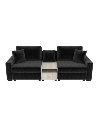 Modern Sofa Couch 95.7" Modular Upholstered with Storage Armrest