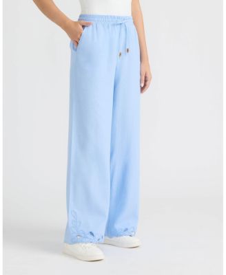 Women's Wide Leg Pant with Embroidered Hem