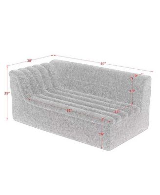 L-Shaped Modular Sectional Sofa with Chaise, Chenille Upholstered, Wave-Shaped Armrest