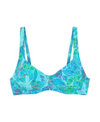 Women's Tropical Print Underwire Bikini Swimsuit Top Bra Sizing