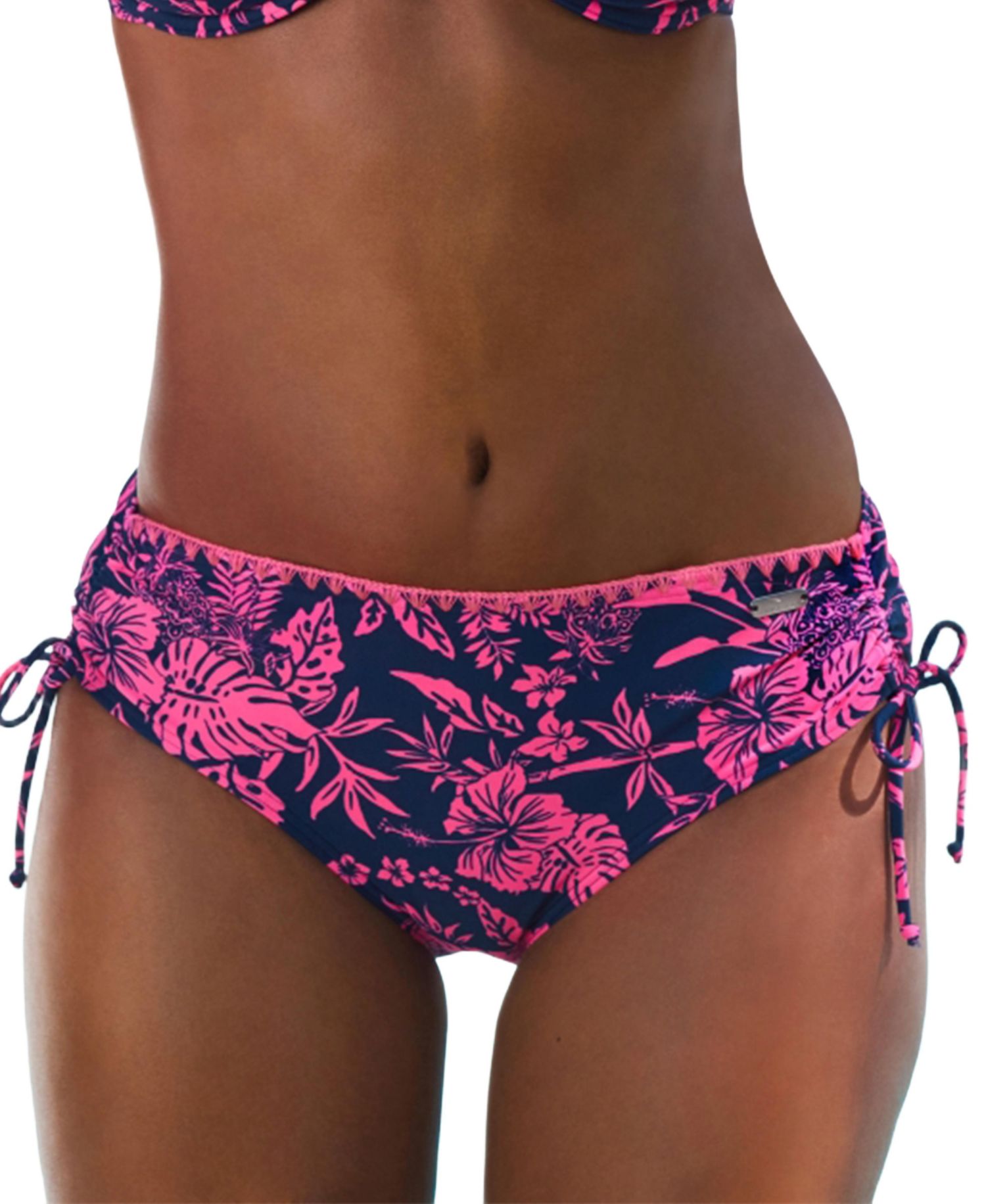 Women's Floral Print Tropical Mid Rise Bikini Mid-Rise Swim Bottom