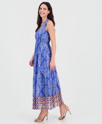 Women's Sleeveless V-Neck Tiered Maxi Dress