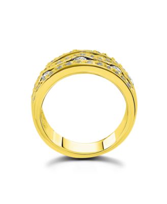 Cubic Zirconia Round Cut Pave Three Row Band Ring