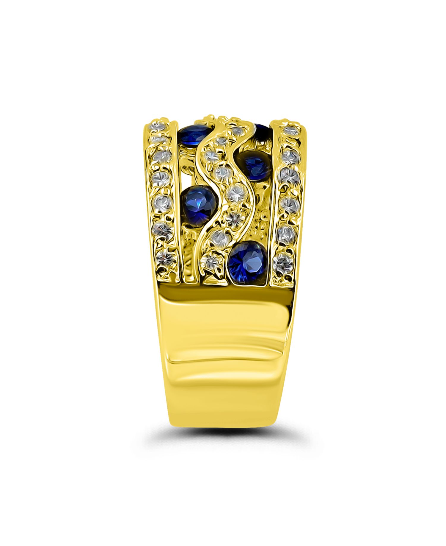 Macy's Cubic Zirconia Round Glass Stones Three Row Band Ring