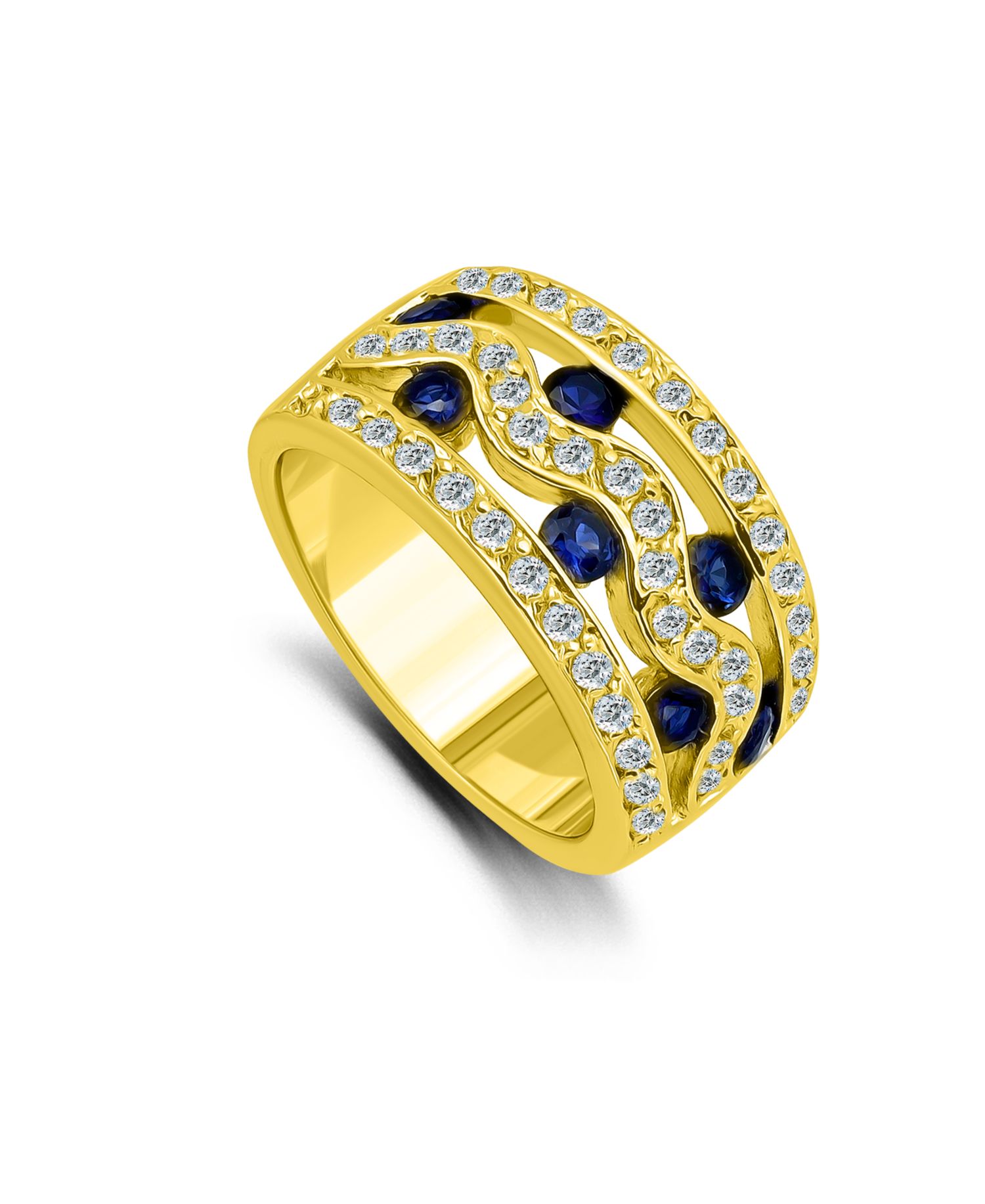Macy's Cubic Zirconia Round Glass Stones Three Row Band Ring