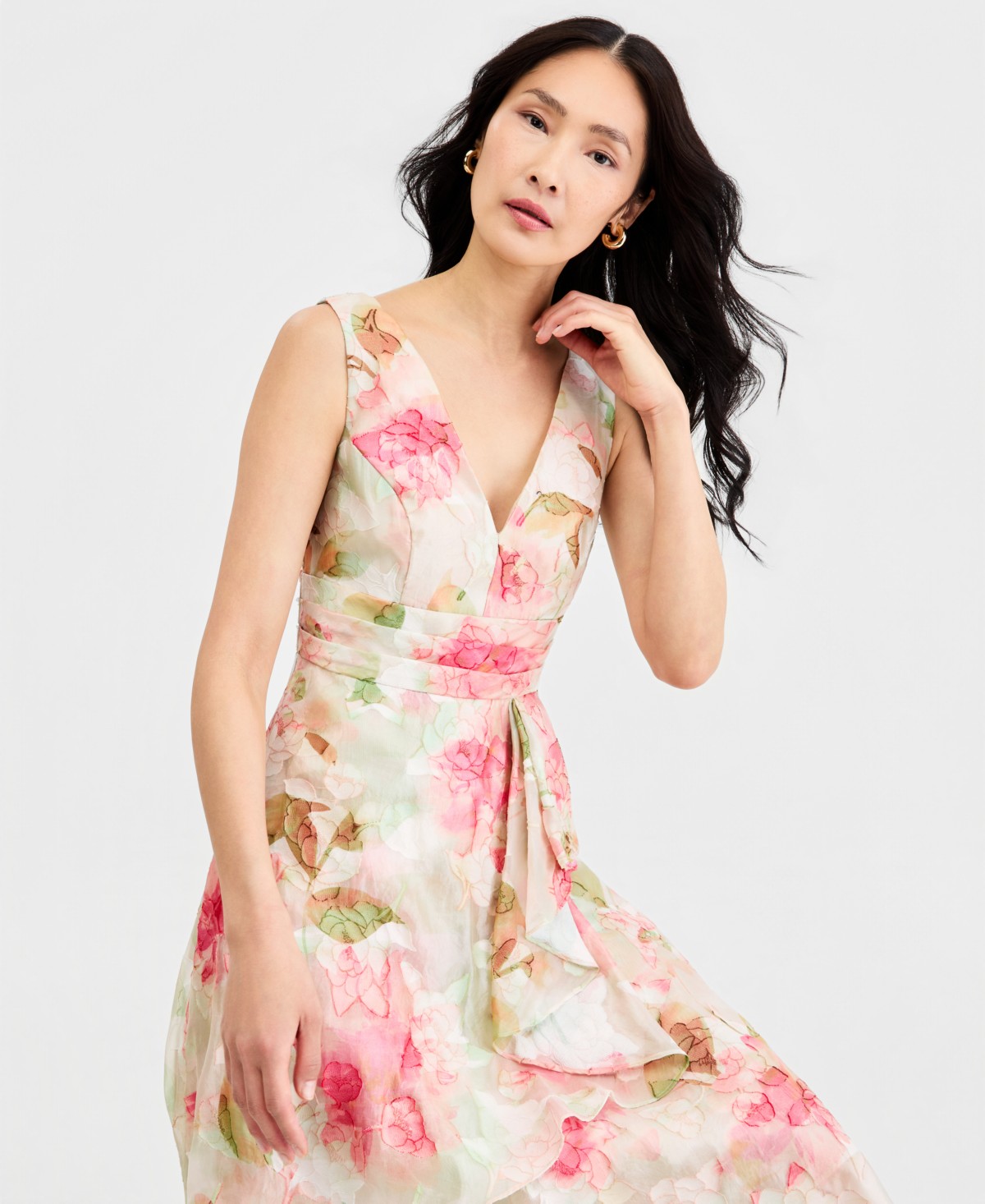Женские платья Adrianna Papell Women's Cascading Tiered Midi Dress — фото 6
