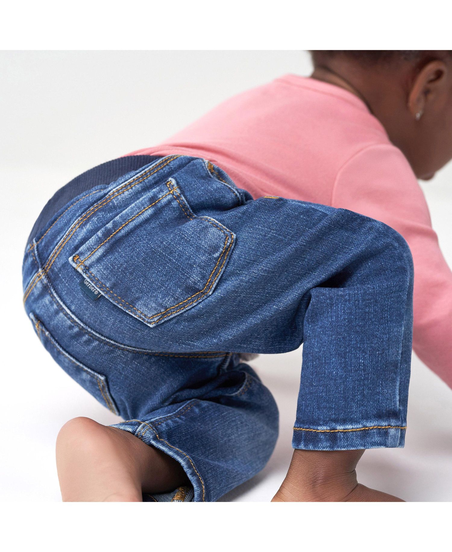Baby Boys Neutral Rib Waist Skinny Jeans