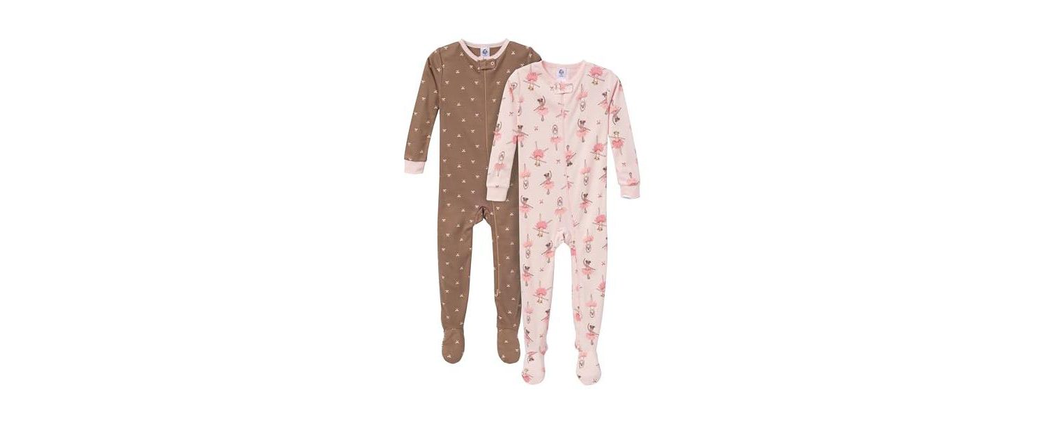 Baby Girls' Snug Fit Footed Pajamas, 2-Pack, Ballerinas