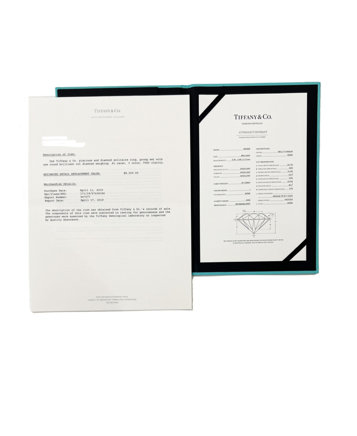 Pre-Owned Tiffany & Co ct Round Brilliant Diamond Engagement Ring