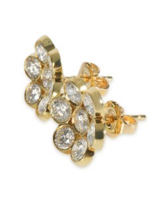 Yellow Gold Diamond Vintage Flower Cluster Earrings