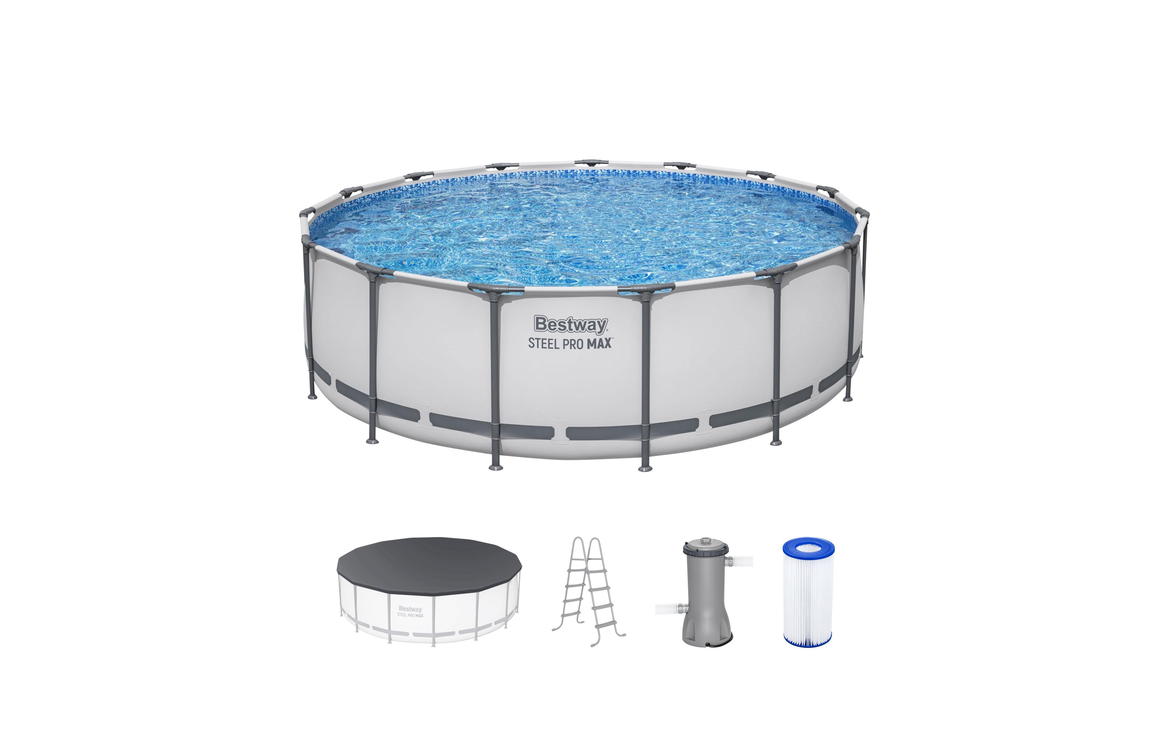 Bestway Steel Pro Max 15 Foot by 48 Inches Round Above Ground Swimming Pool