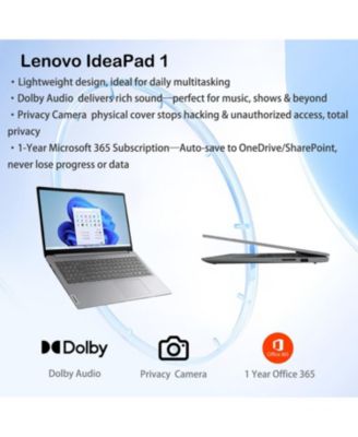 IdeaPad 1 15.6" Traditional Laptop Intel Core i5 16GB RAM Intel Iris Xe Graphics 256GB SSD Storage Windows 11 Home 60Hz