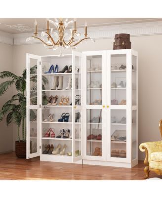 6-Shelf Standard Bookcase Bookshelf with 2-Glass Door