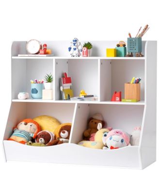 Kid Storage Cabinet, 5-Cubby Wood Toy Storage Organizer for Kids Room, Playroom, Kindergarten, Nursery