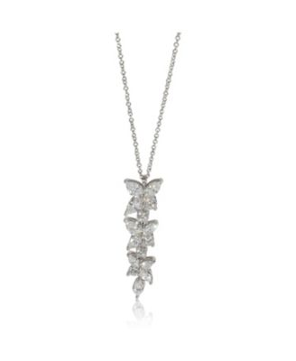 Platinum Diamond Victoria Mixed Cluster Drop Pendant