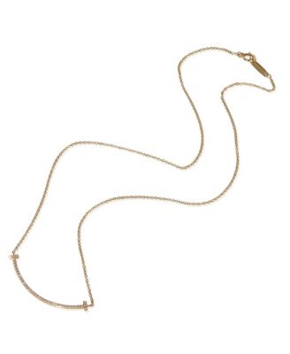 Yellow Gold Diamond Small Model Tiffany T Necklace