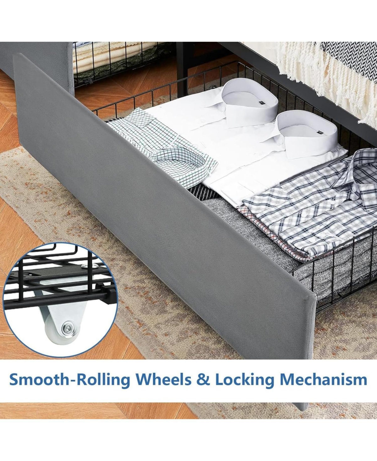 gaomon Bed Frame With Headboard and 4 Drawers Velvet Upholstered Frame With Charging Station Quiet Easy To Assemble