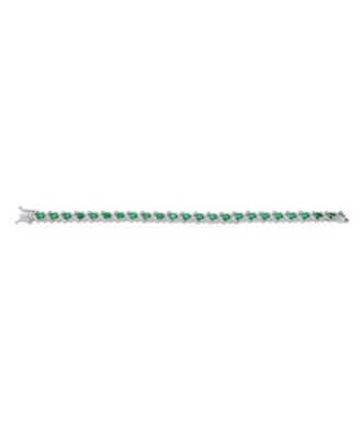 Fancy Emerald Green CZ Cubic Zirconia Wave S-Link Swirl Tennis Bracelet 7 Inch Silver Plated
