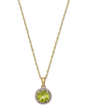 image of Peridot (1-1/3 ct. t.w.) and Diamond Accent Pendant Necklace in 14k Gold