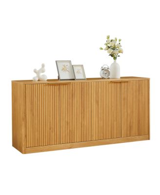 Streamdale 59-inch Modern Wavy Sideboard, Curved Contour 4-Door Storage Cabinet