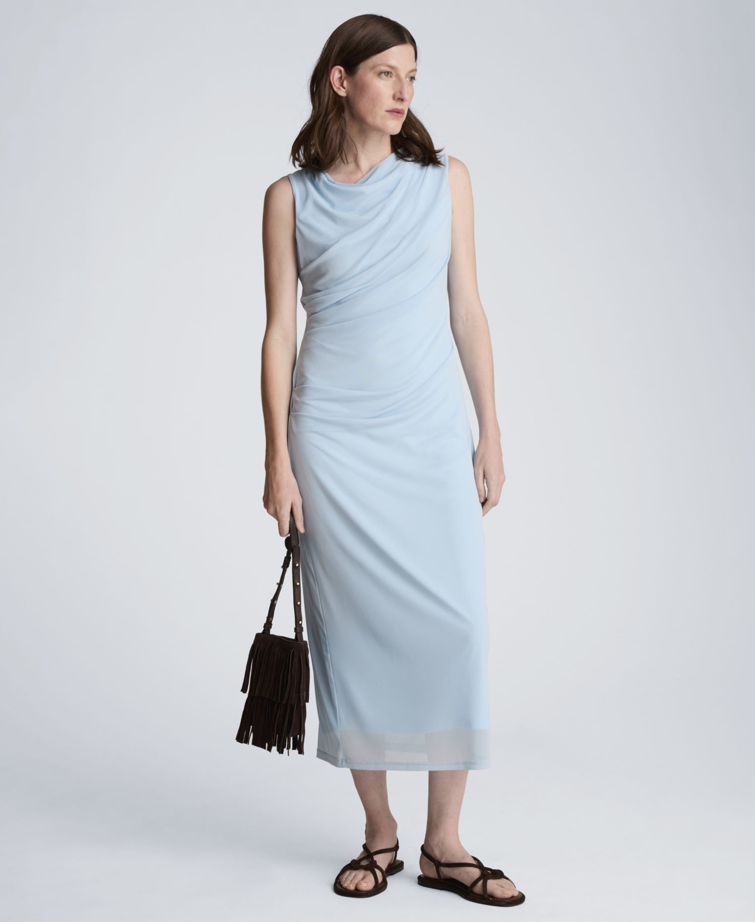 Women's Draped Detailed Modern Midi Dress
