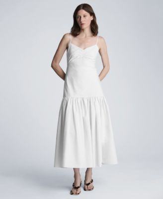 Women's Sweetheart Neck Bubble Flounce Midi Dress