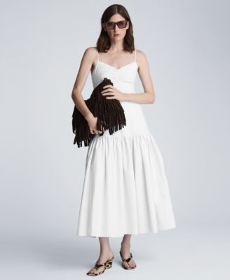 Women's Sweetheart Neck Bubble Flounce Midi Dress