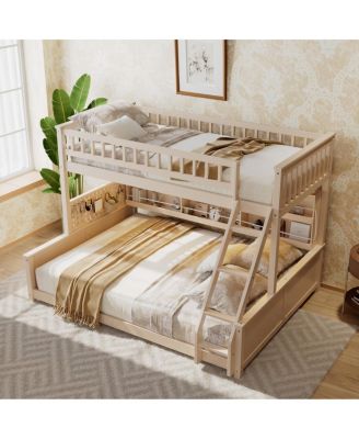 Twin XL over Bunk Bed with Shelving, Lights & Pegboard