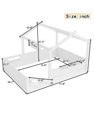 Full Size Floor Bed with Guardrails, Roof, Tray & Signboard