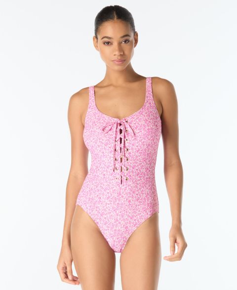 Женские купальники MICHAEL Michael Kors Michael Kors Women's Lace Front Printed One-Piece Swimsuit