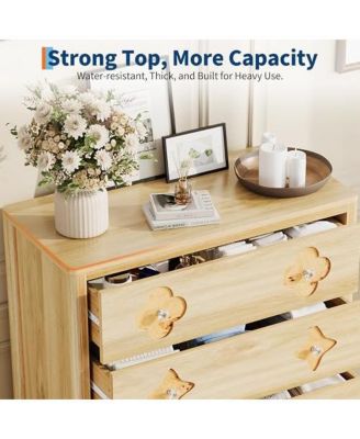 5 Drawer Tall Dresser for Bedroom, 45'' Boho Chest of Drawers, Wooden Chest with Clothes Storage Cabinet