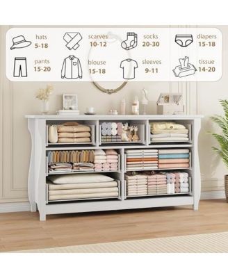 Dresser for Bedroom, Modern Wood 7 Drawer Dresser with Ring Pull Handles