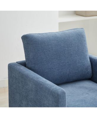 Square Swivel Accent Chair, Chenille Upholstered Leisure Chair, 360° Rotation Comfy Armchair