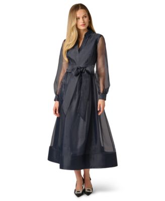 Women's Long-Sleeve V-Neck Shirt-Dress