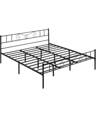 King Metal Platform Bed Frame With Headboard and Footboard Storage No Box Spring Mattress Support Simple Assembly