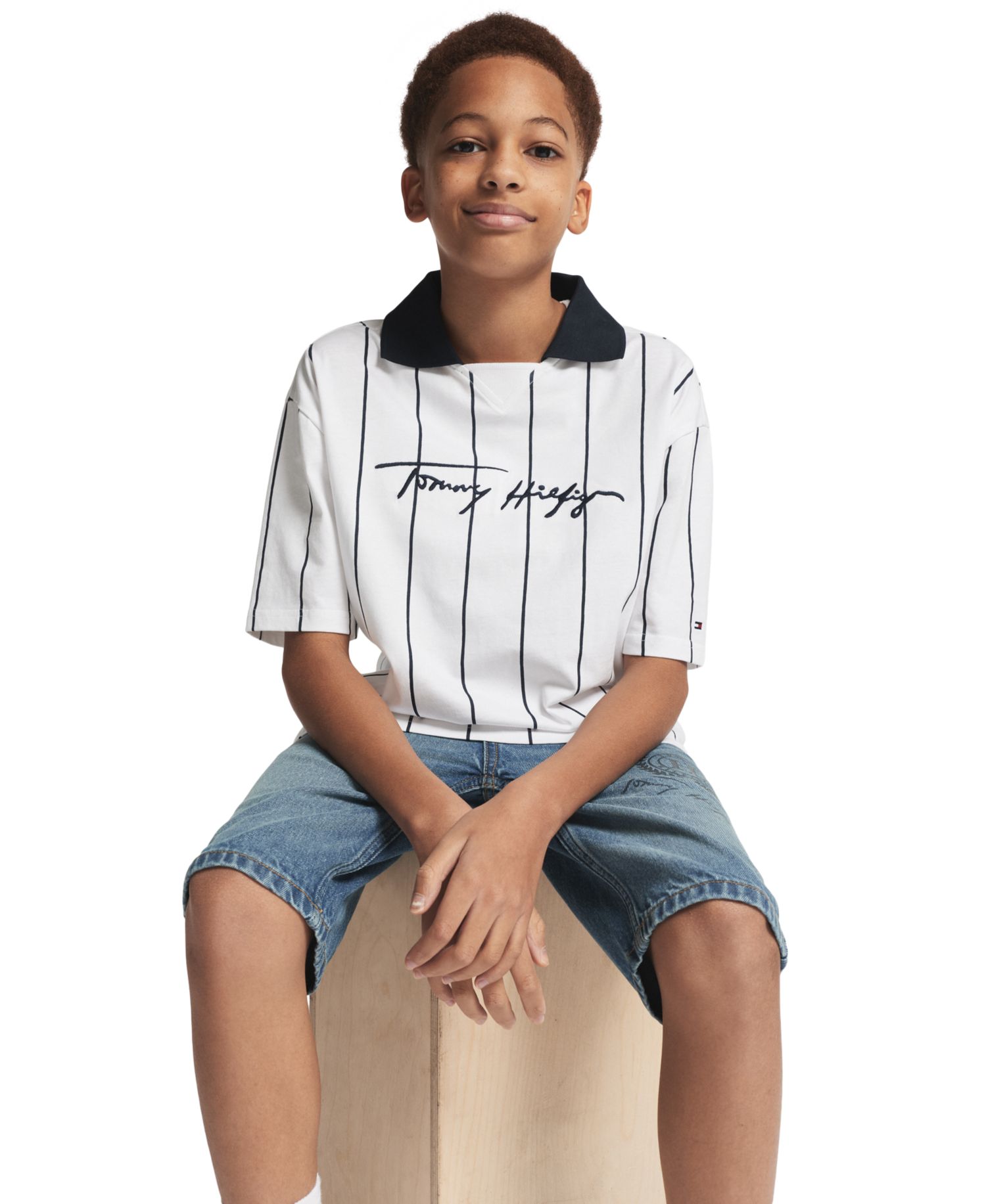 Boys' 2T-7 Varsity Regular Fit Denim Shorts
