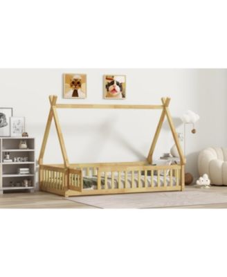 Wood Full Size Loft Bed with Built-in Wardrobe, Desk, Storage Shelves and Drawers