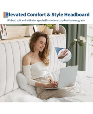 King Upholstered Bed Frame With Storage Headboard Charging Drawers Platform No Box Spring Easy Build