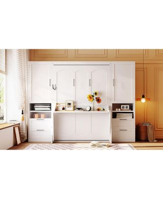 Murphy Bed with Closet, Drawers, and Shelves