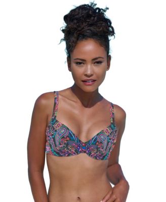 Women's Paisley Print Underwire Bikini Swimsuit Top Bra Sizing