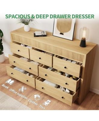 7 Drawer Dresser for Bedroom, 54" Wide Wooden Chest of Drawers