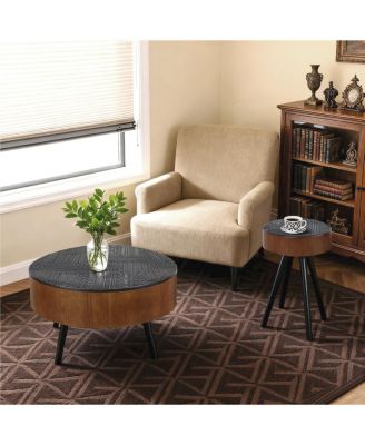   15.7" Round Side Table - Modern Accent Nightstand for Compact Spaces