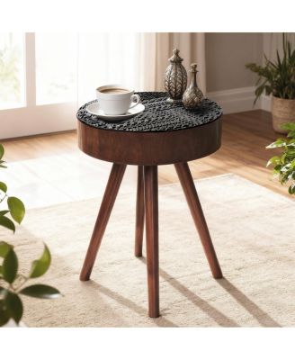  15.7" Round Side Table - Modern Accent Nightstand for Compact Spaces