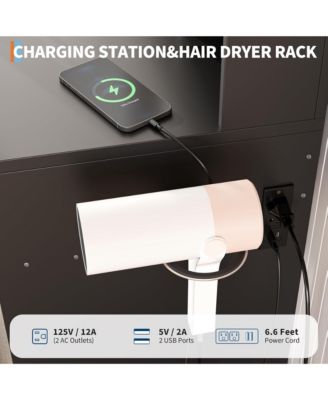 Modern Small Makeup Vanity Set with 3-Color LED Mirror, 2 Drawers, Stool and Power Outlet