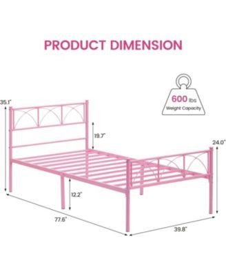 Twin Bed Frame with Headboard and Footboard Metal Platform Storage Soundless No Box Spring