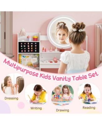 Children s Lighted Vanity Desk Pretend Play Dressing Table