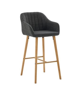 Streamdale  Furniture Modern Linen Bar Stools Set of 2 with Back & Armrest