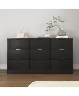 9-Drawer Dresser, 63" Large Deep Chest of Drawers, Wooden Storage Cabinet