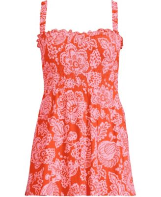 Women's Square Neck Smocked Mini Swim Dress