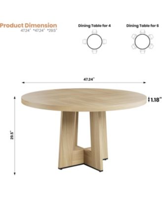 47" Round Dining Table with Thickened Edge and Sturdy Pedestal Base